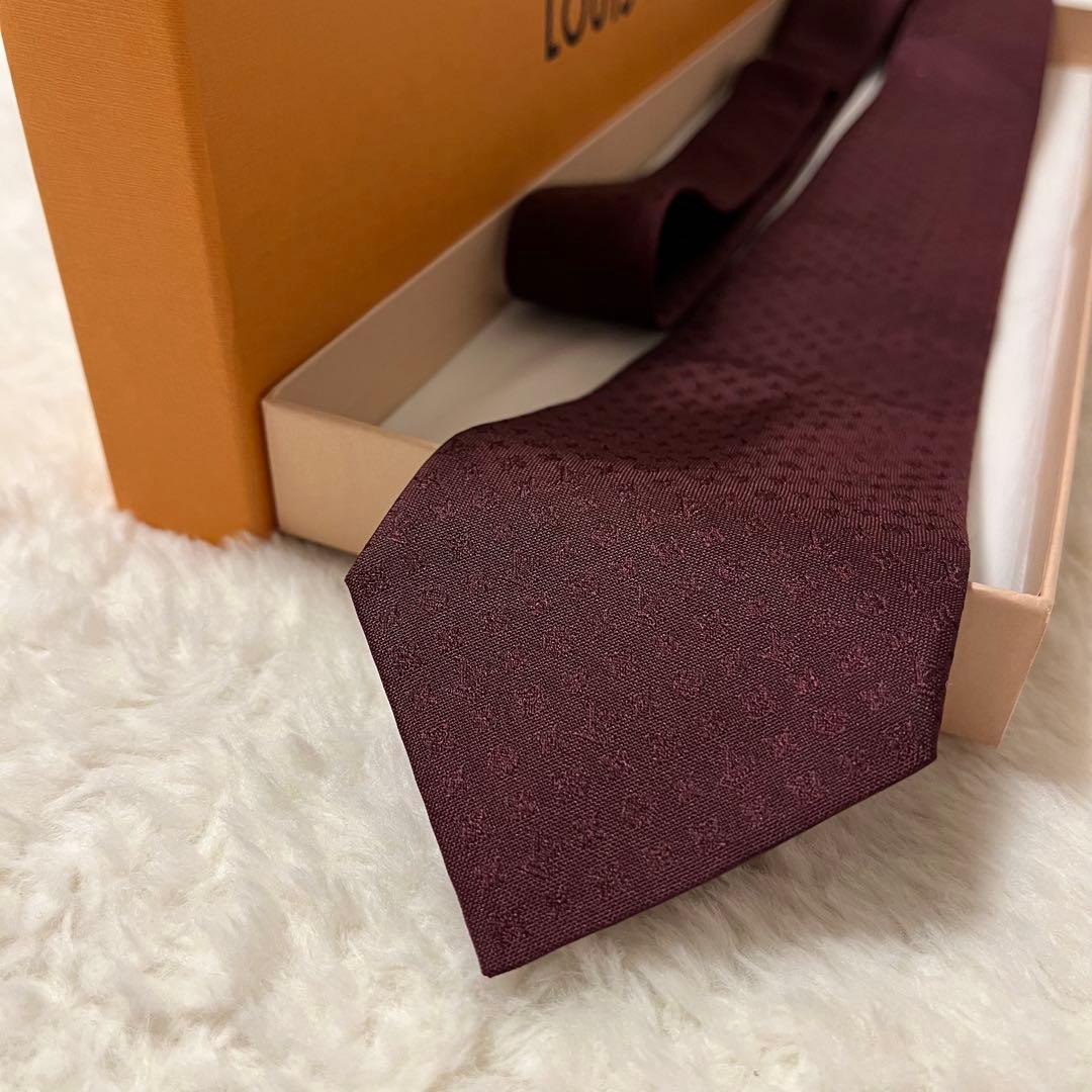 極美品！ 現行品 ルイヴィトン ネクタイ モノグラム ボルドー