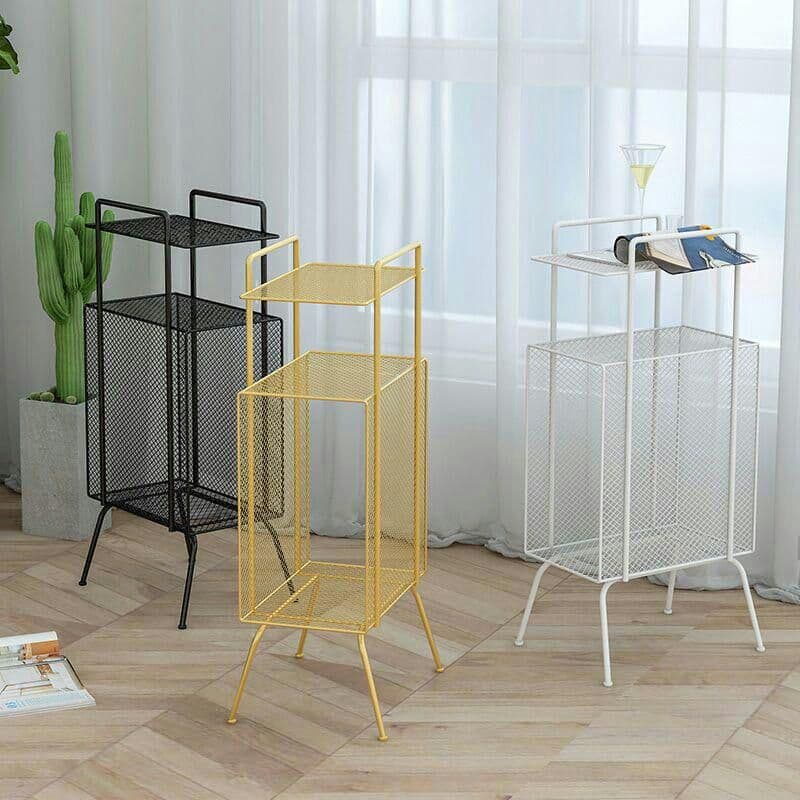 北欧のソファーのそばに鉄芸着地雑誌本棚寝室小型超狭辺ins枕元ロッカー棚