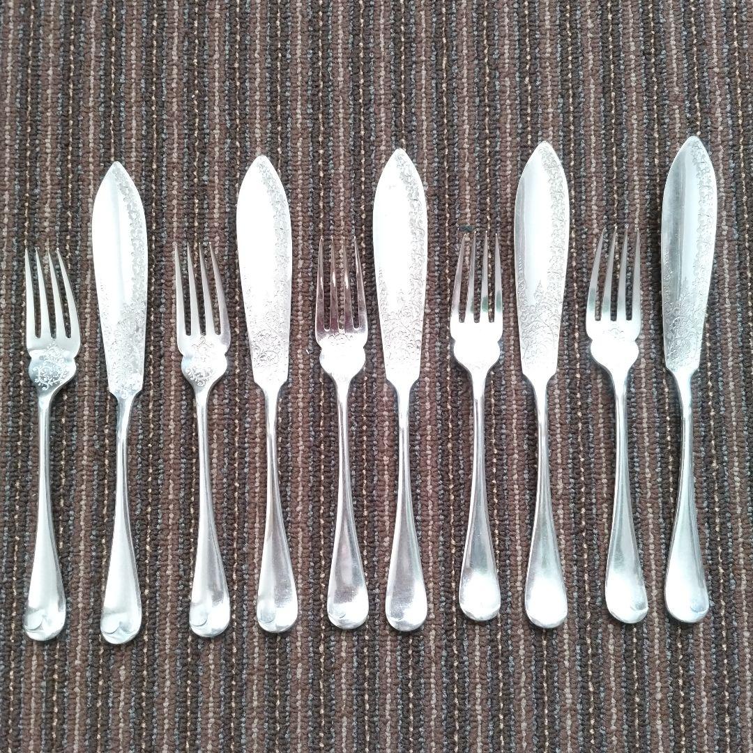 イギリス　JD&S　シルバープレート／銀メッキ　ナイフ＆フォーク　５組１０本