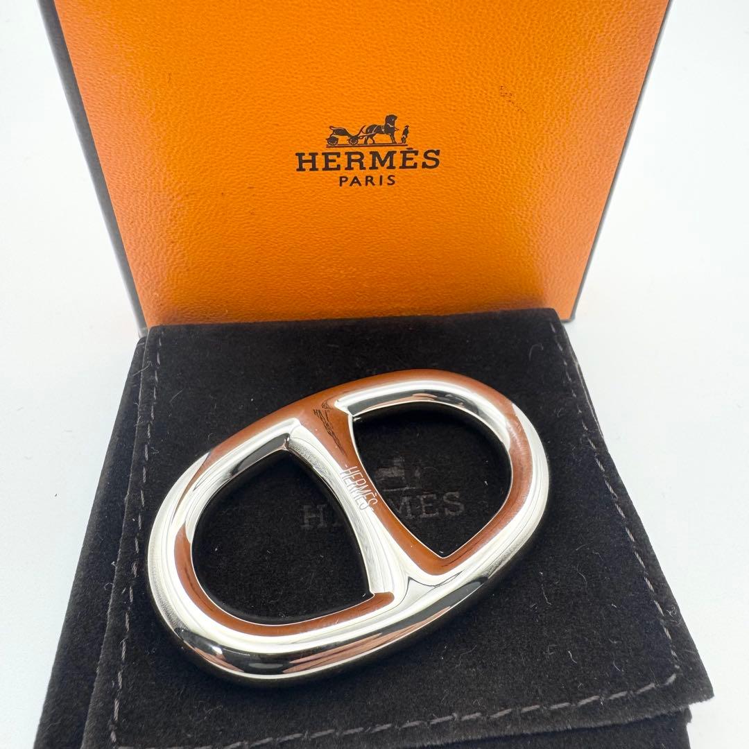 【極美品】エルメス HERMES スカーフリング シェーヌダンクル シルバー