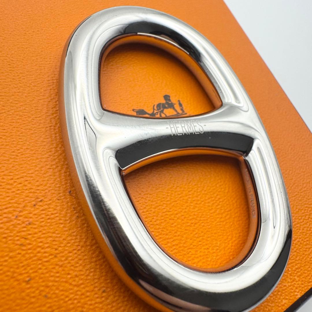 【極美品】エルメス HERMES スカーフリング シェーヌダンクル シルバー