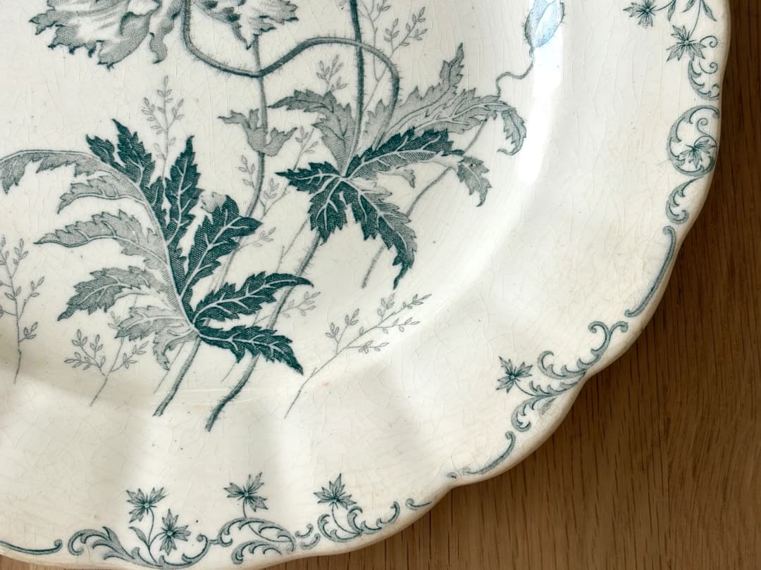 希少　フランスアンティーク　花リムプレート　ショワジールロワ窯　PAVOTS
