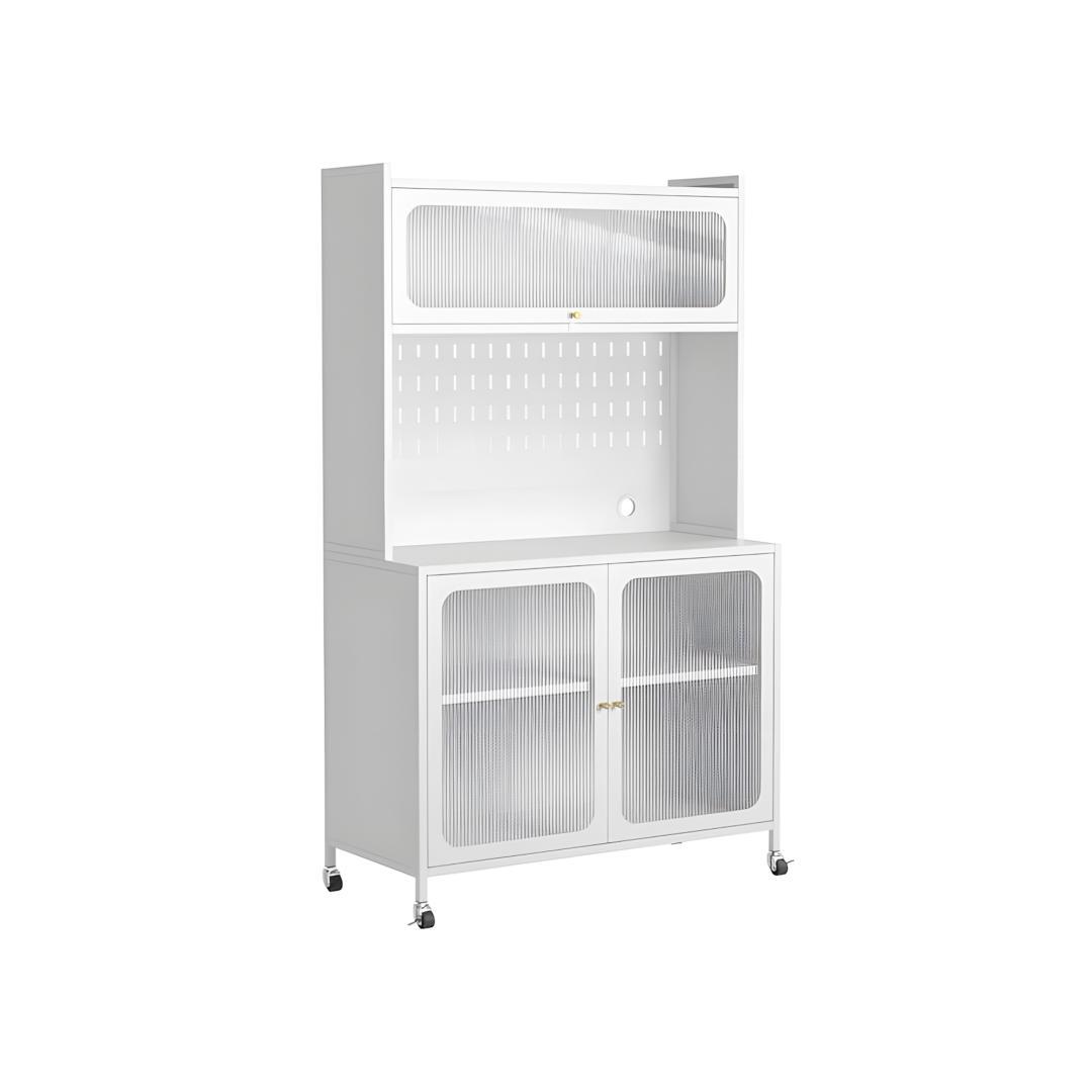 食器棚　キッチン収納　ガラス扉　大容量でしっかり収納　おしゃれ　WHITE