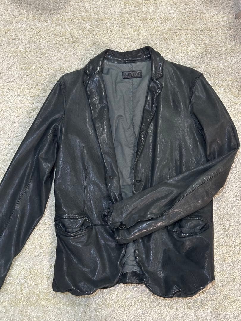 黒 レザージャケット シングルブレスト