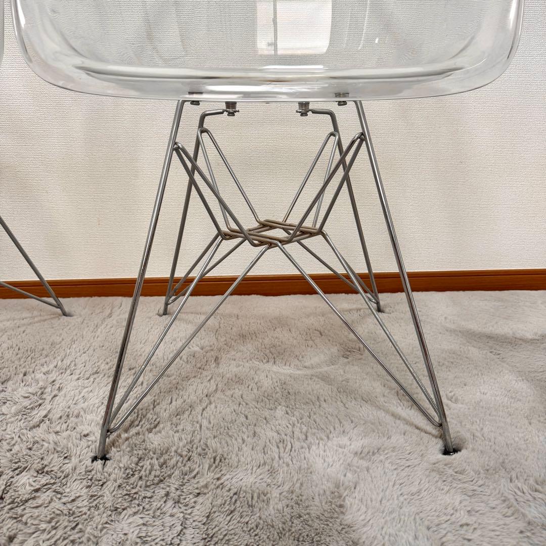 【関東近郊無料配送!!!】 円形 ガラステーブル　クリア椅子 二脚セット