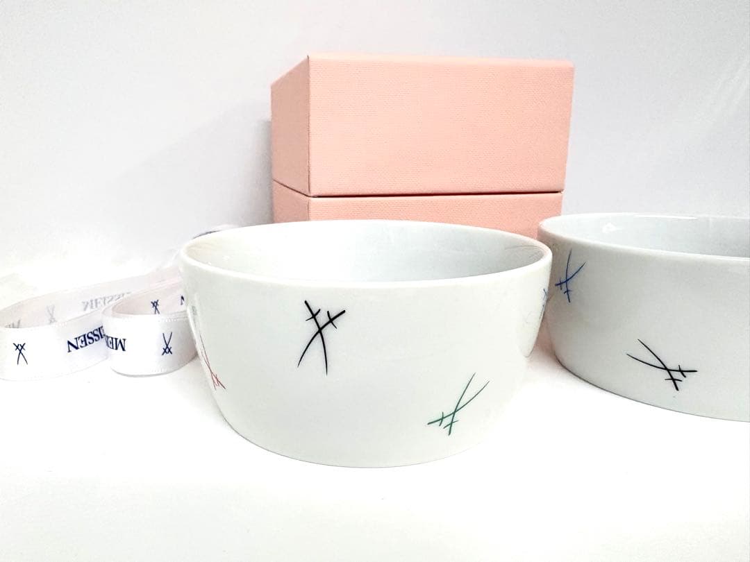 MEISSEN マイセン 剣マーク カラフル ペア ディッシュ 37192