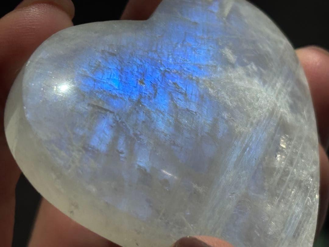 《透明感抜群♡高品質！ムーンストーン＊ハート×きらめくブルーフラッシュ》