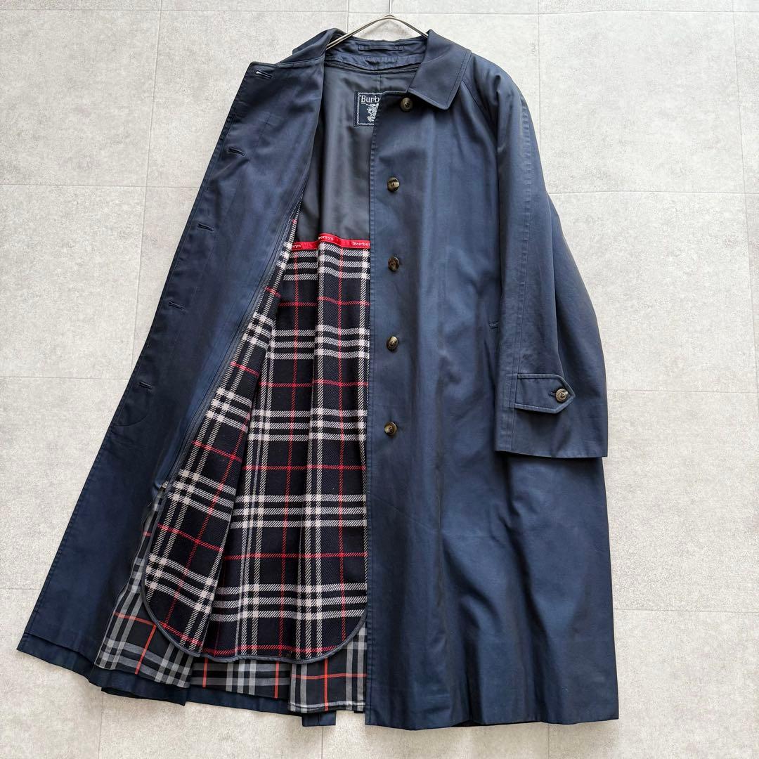 バーバリーズ　ロングコート　玉虫色　紺　ノバチェック　ライナー　2way
