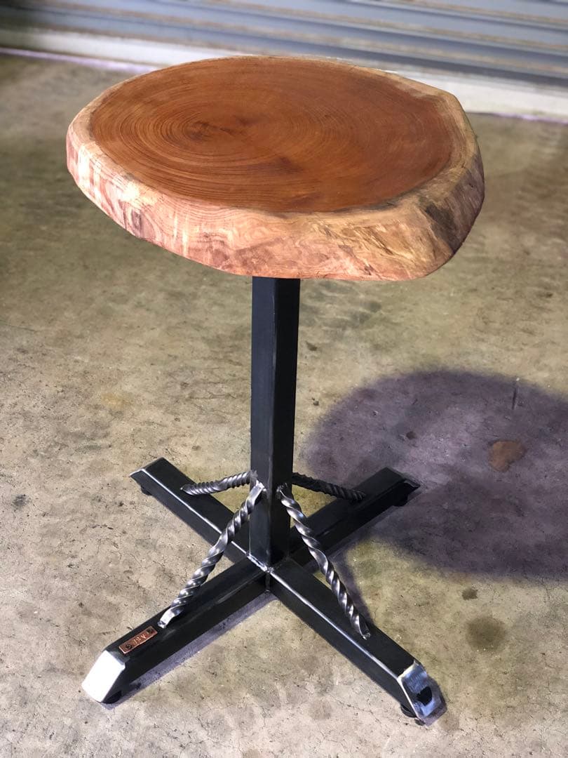 アイアンテーブル　コーヒーテーブル　サイドテーブル　ケヤキ　無垢材