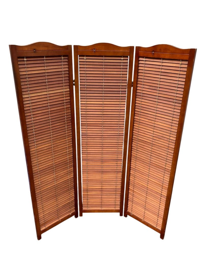 パーテーション ウッド 3連 ブラインド ルーバー 間仕切り 衝立 折りたたみ式