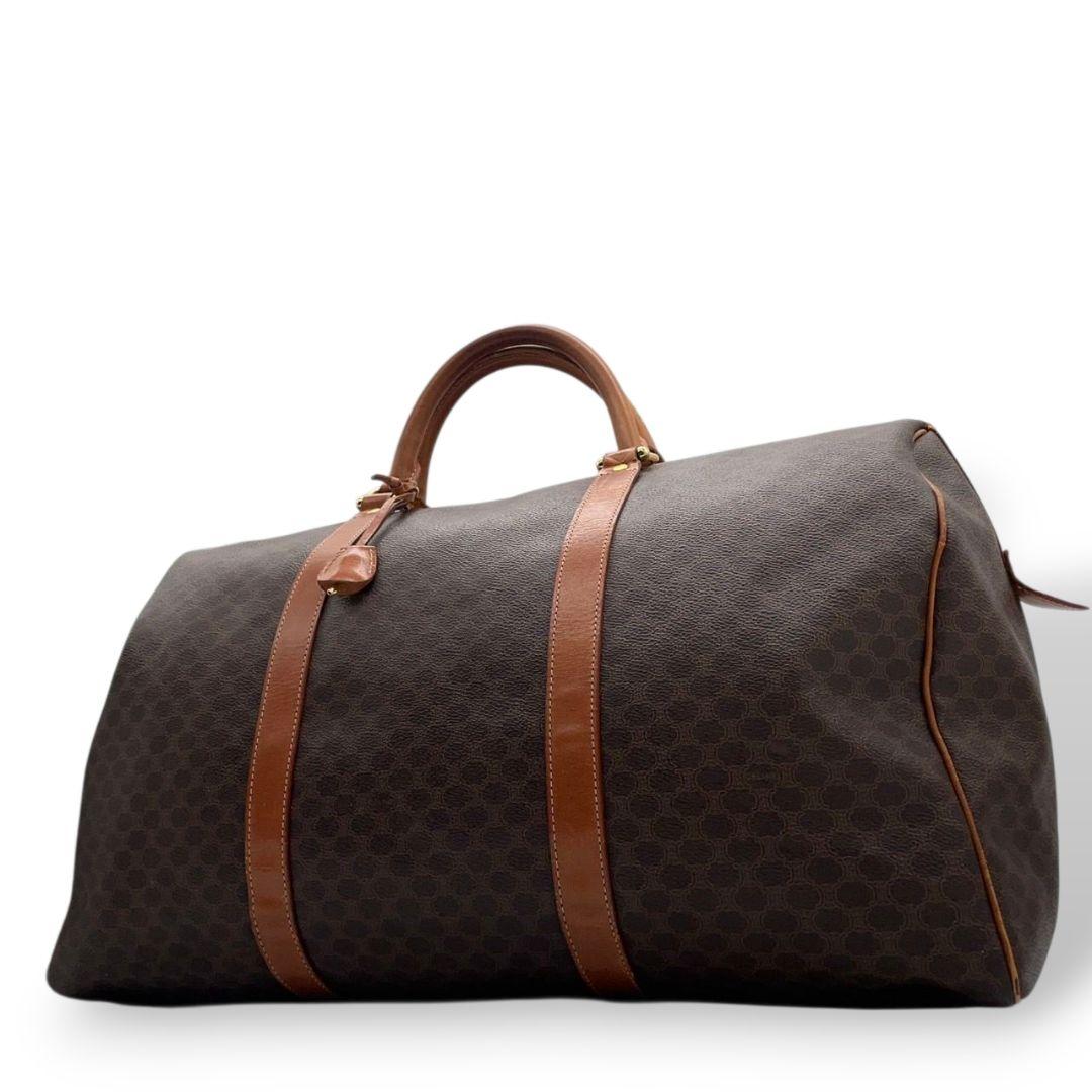 セリーヌ　ボストンバッグ　茶　マカダム　A4収納　PVC　自立可　レザー　X