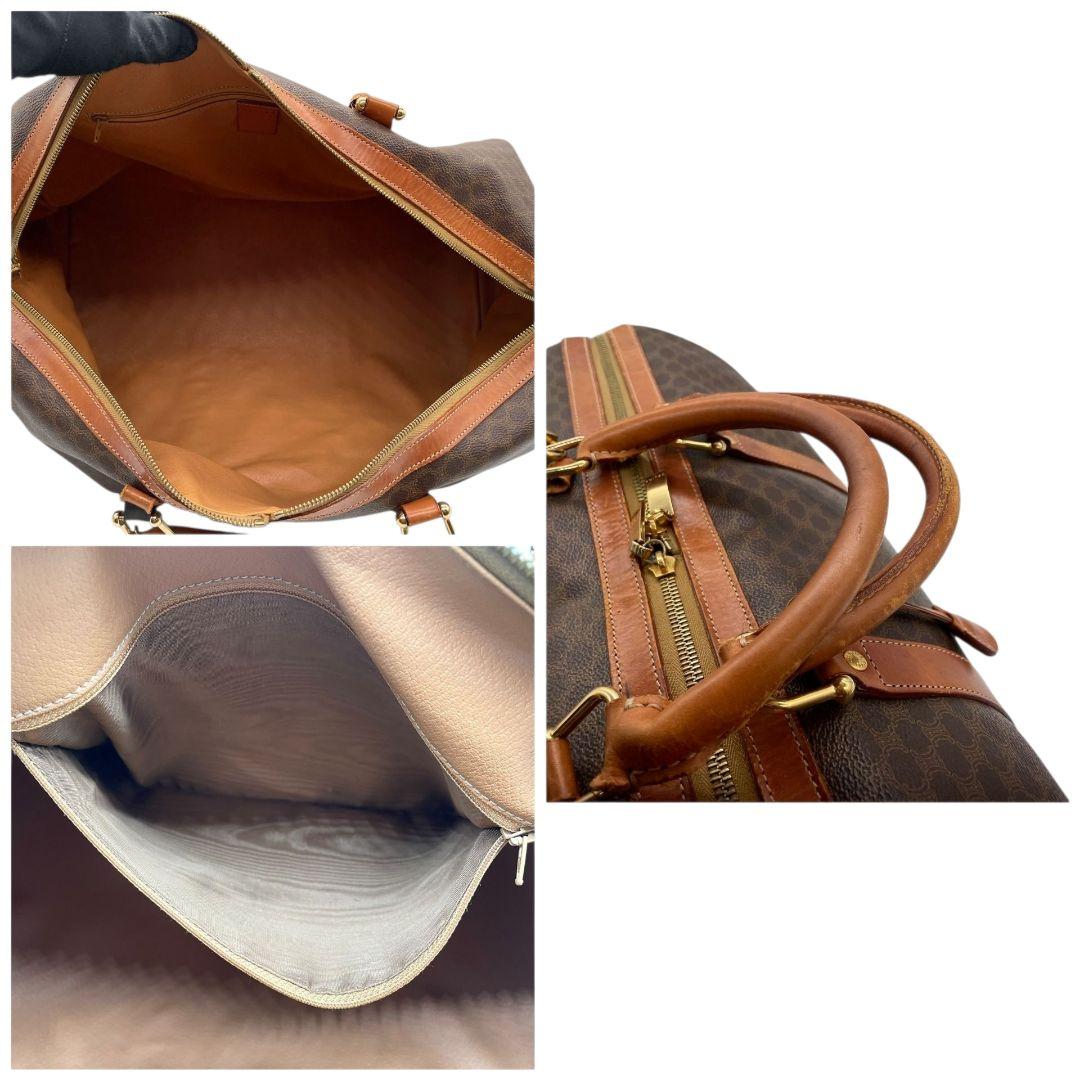 セリーヌ　ボストンバッグ　茶　マカダム　A4収納　PVC　自立可　レザー　X