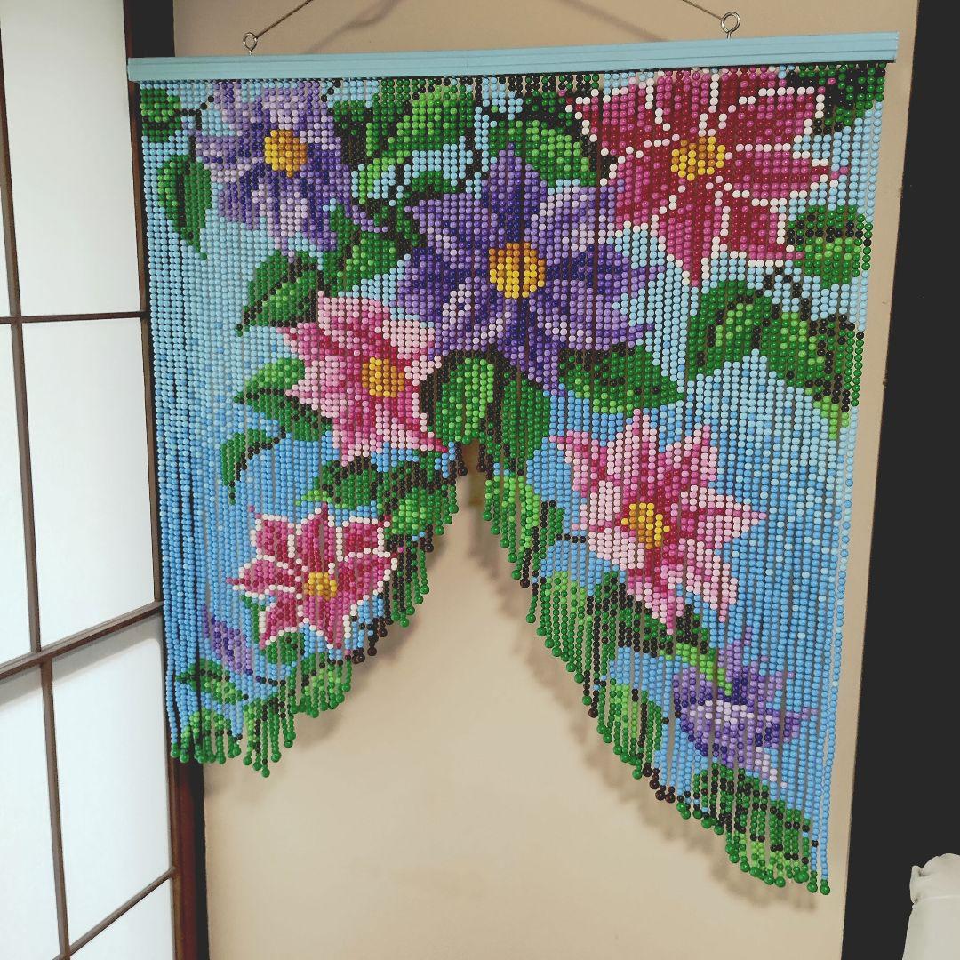 昭和レトロ 玉暖簾 ビーズのれん カーテン カフェ スキルスクリーン　花