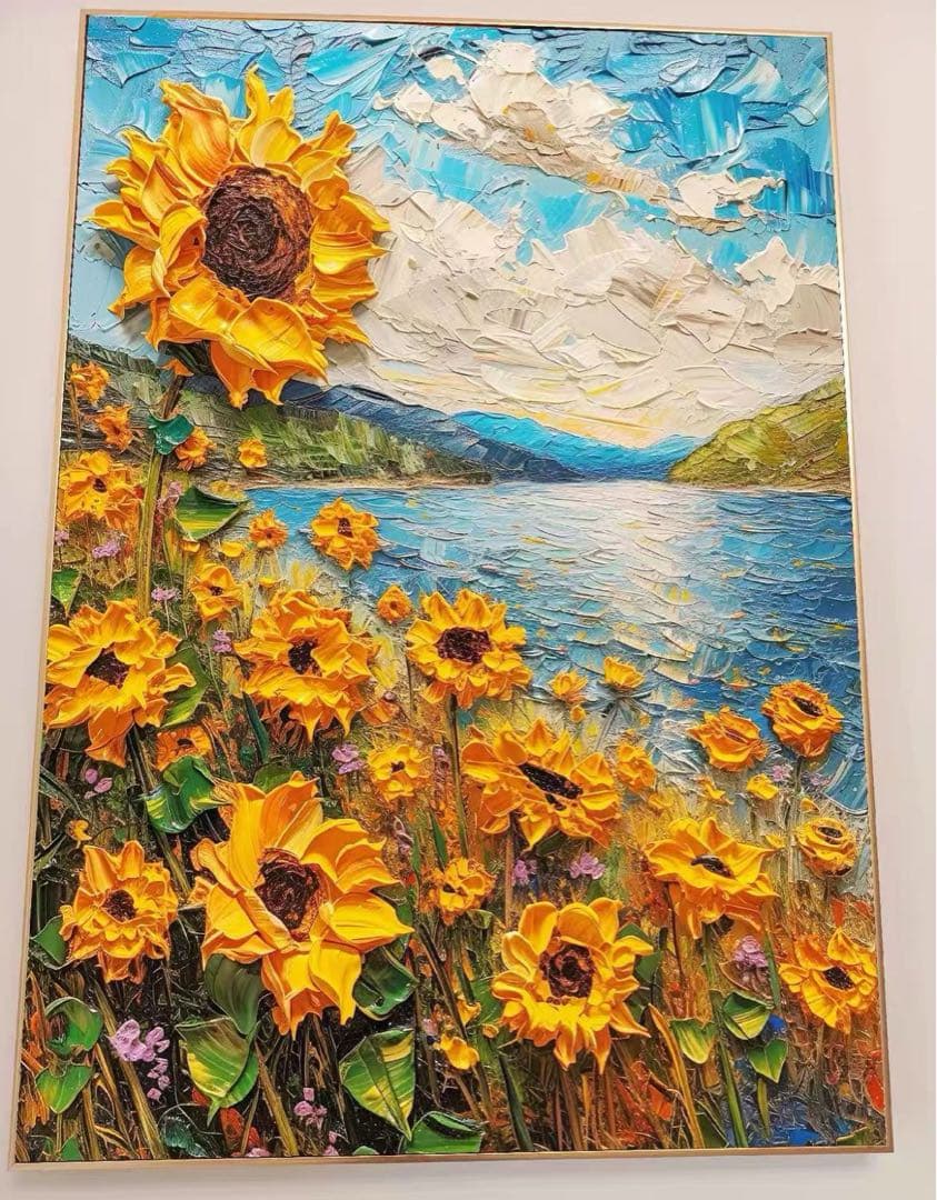 ひまわりの油絵 大きめのキャンバスV3