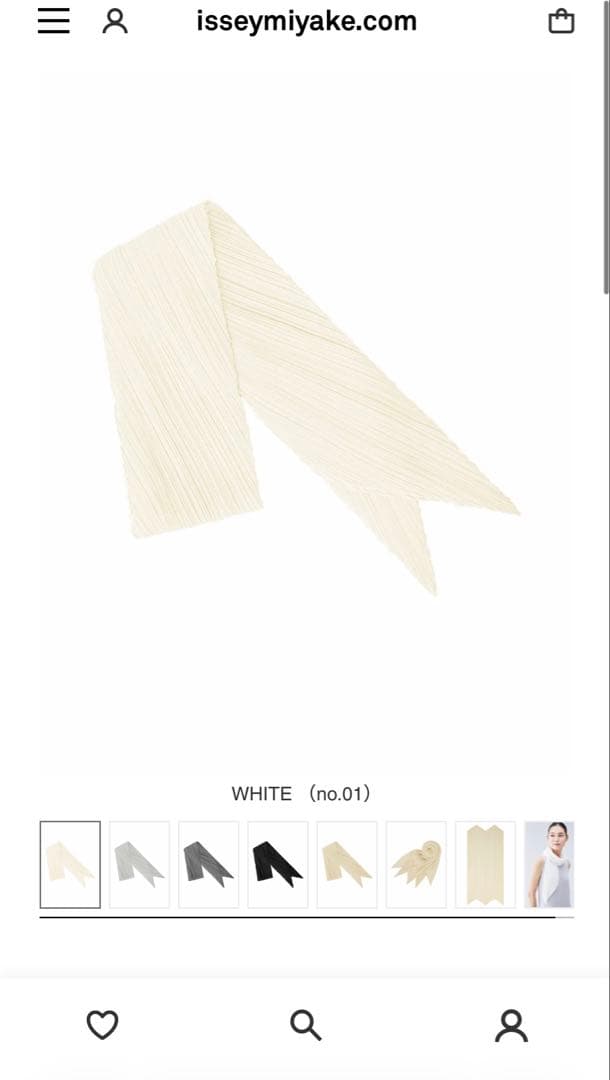 ISSEY MIYAKE ホワイト プリーツスカーフ