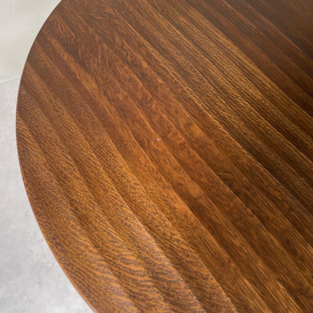 飛騨高山　高級家具　無垢材　円形　木製　ローテーブル ダークブラウン　円卓　座卓