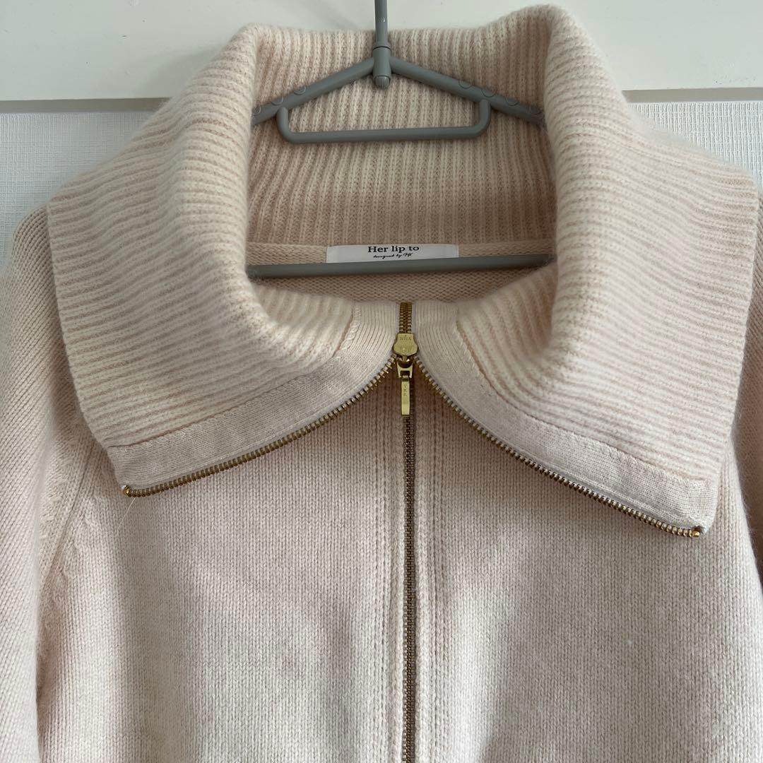 【限定値下げ】ハーリップトゥ　ベージュ ニットカーディガン ジッパー付き