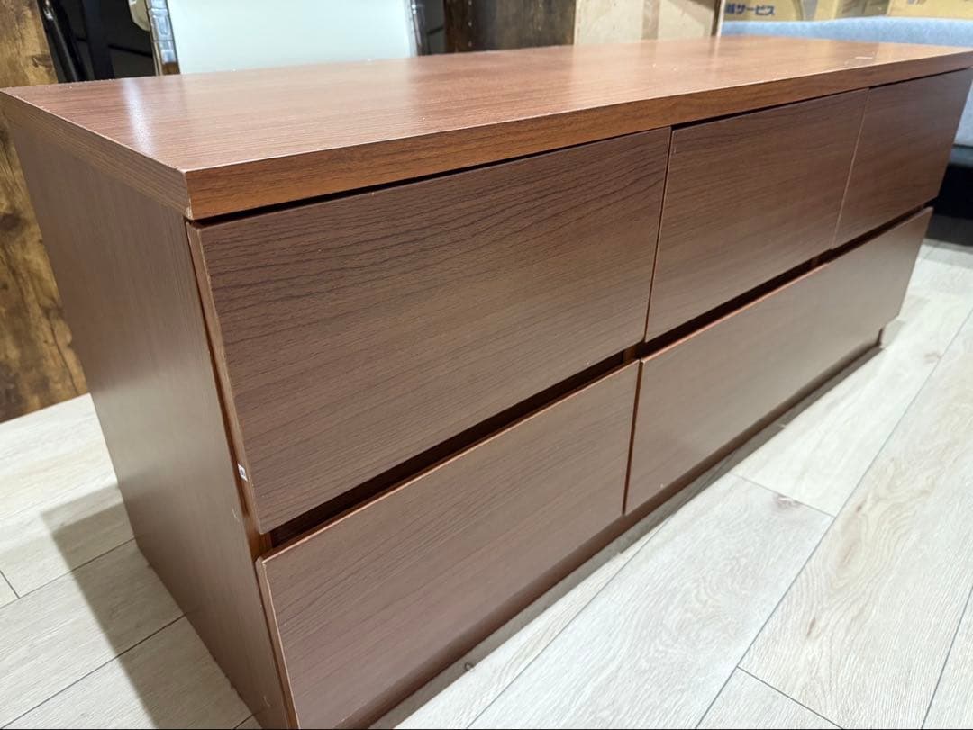 木製ラック ブラウン 6引き出し