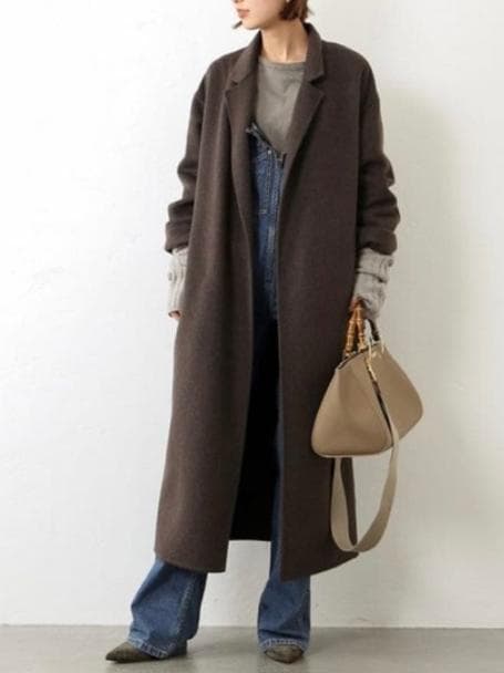 美品◎ドゥーズィエムクラス オーバーサイズリバーコート アルパカ混 ブラウン