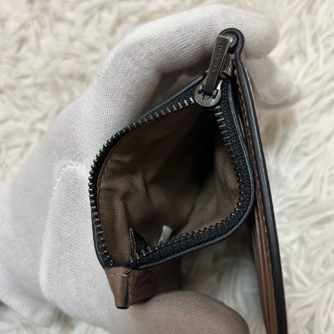 ⭐️未使用級⭐️コーチ マネークリップ 二つ折り財布 小銭入れ付き ブラウン メンズ