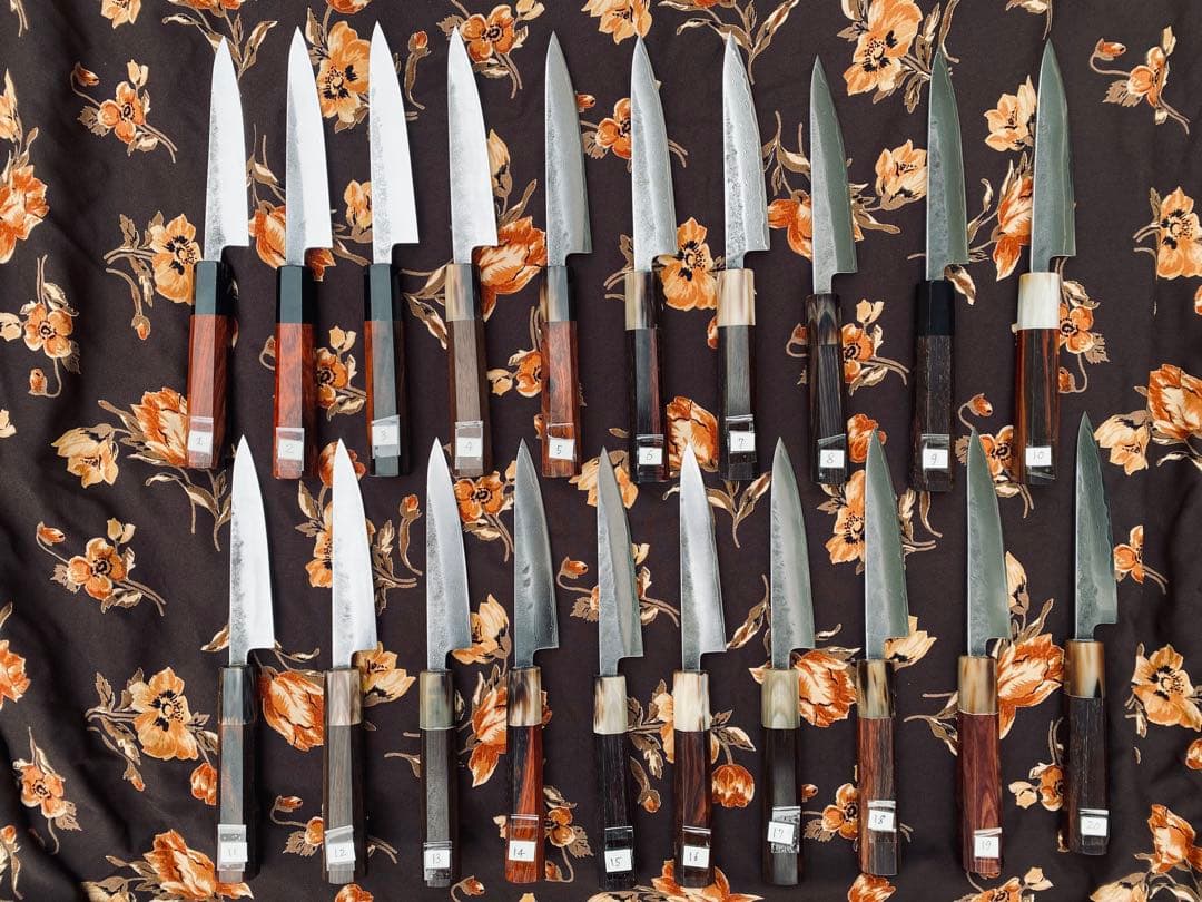 ペティナイフ 120mm ダマスカス ステンレス V金10号　八角柄