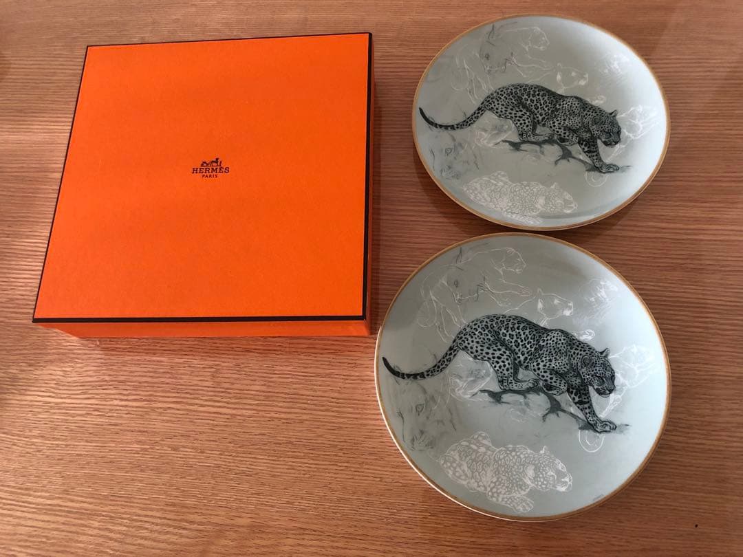未使用保管品エルメス赤道直下のスケッチ　21cm ジャガープレート箱付き「2枚」