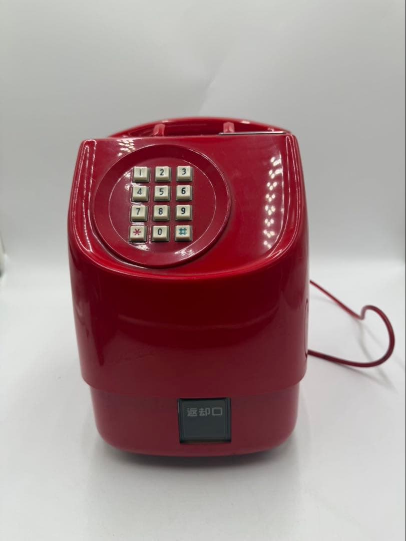 E331　レトロ 赤電話 公衆電話 プッシュ式
