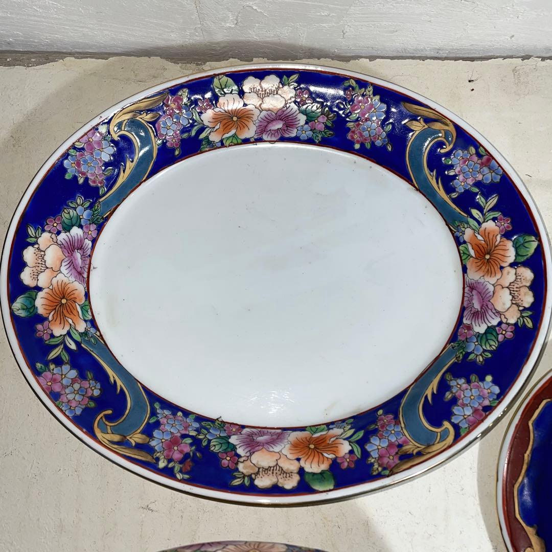 景徳鎮 乾隆年製 中国 大型 蓋付き碗 シチュー器 金彩 色絵磁器 古食器