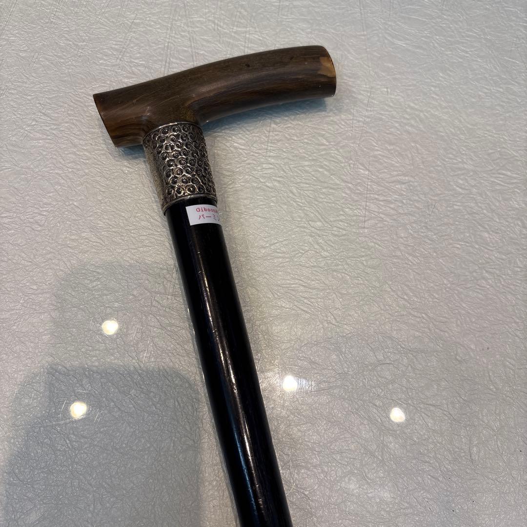 超貴重　1899年　英国アンティーク　ホーン製クラッチハンドル　ステッキ　純銀