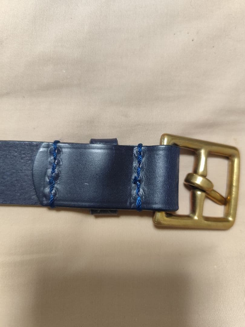【希少】GLEN、ネイビー レザー ベルト