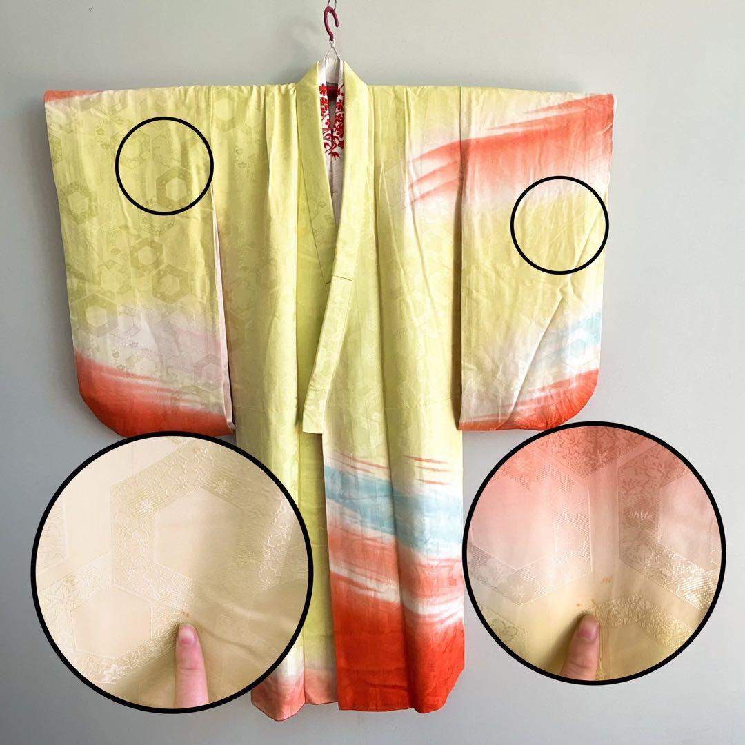 七五三　７歳フルセット　長着＆帯＆長襦袢＆草履＆バッグ＆小物セット　レモンイエロ