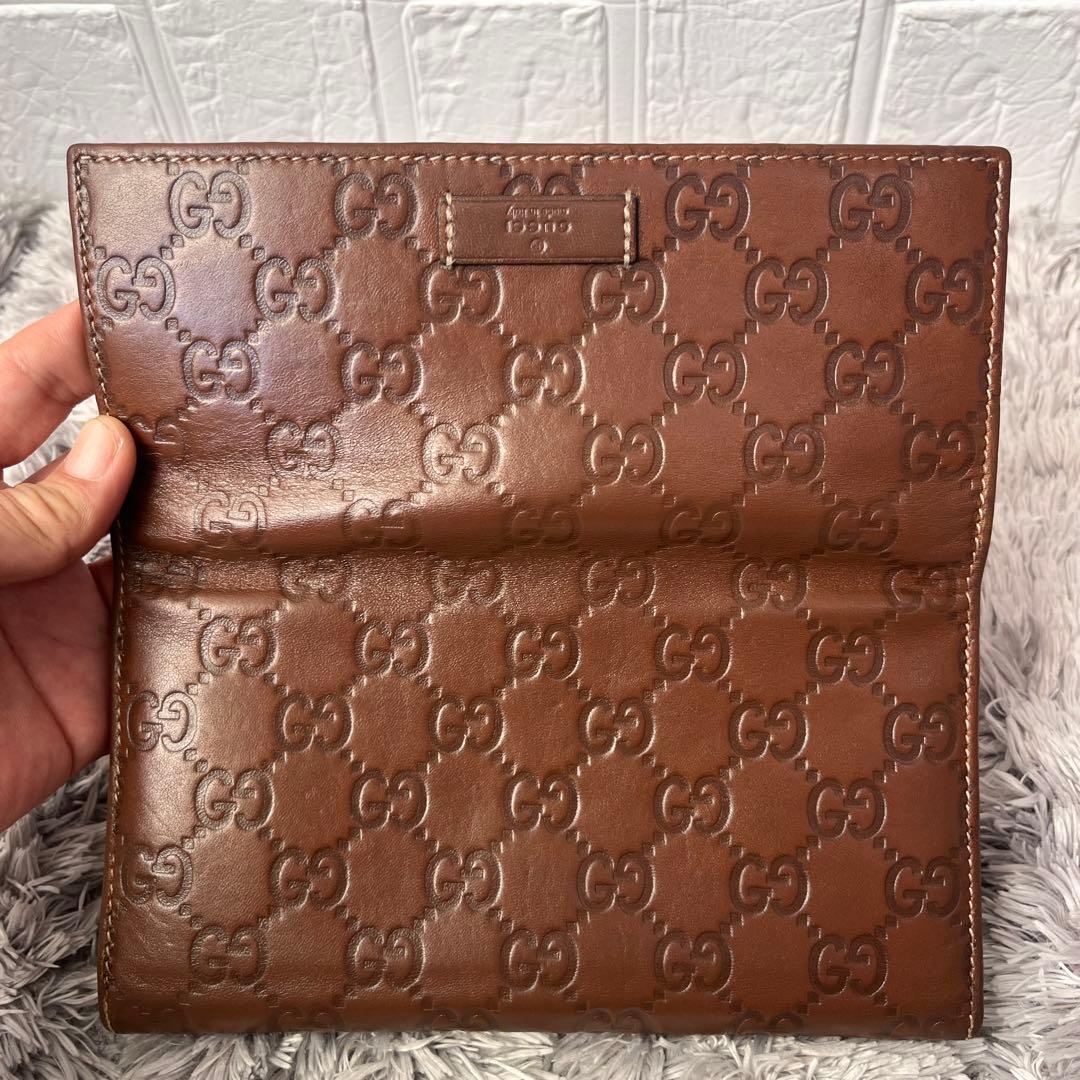 グッチ　シマ　長財布　ブラウン　メンズ　札入れ　小銭入れ