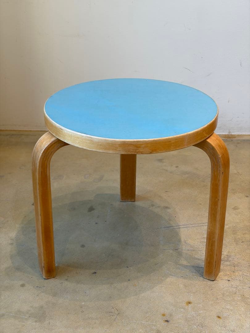 【希少・low】Artek スツール60 ローバージョン ブルーリノリウム
