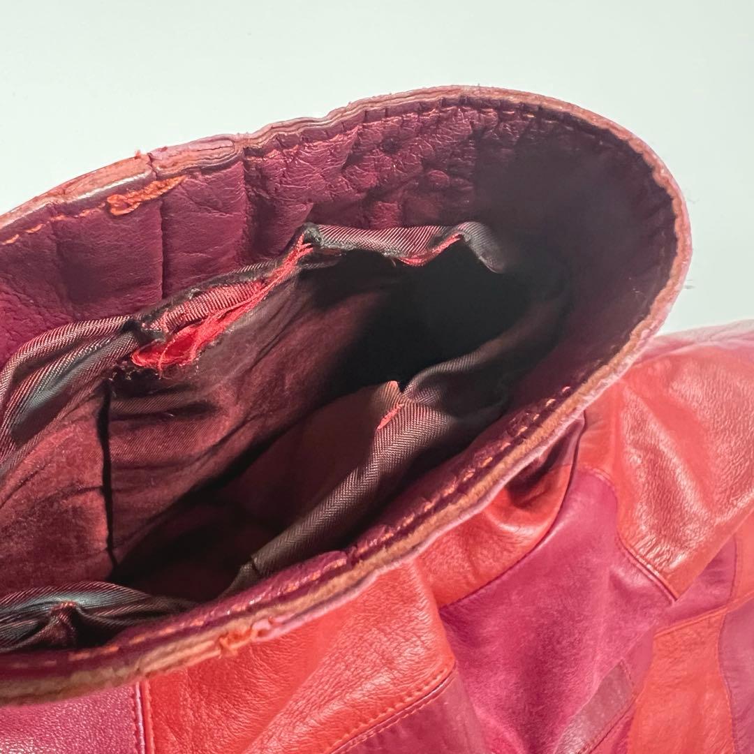 VIVIANTAM ビビアンタム　羊革　パッチワークレザージャケット　赤サイズ0