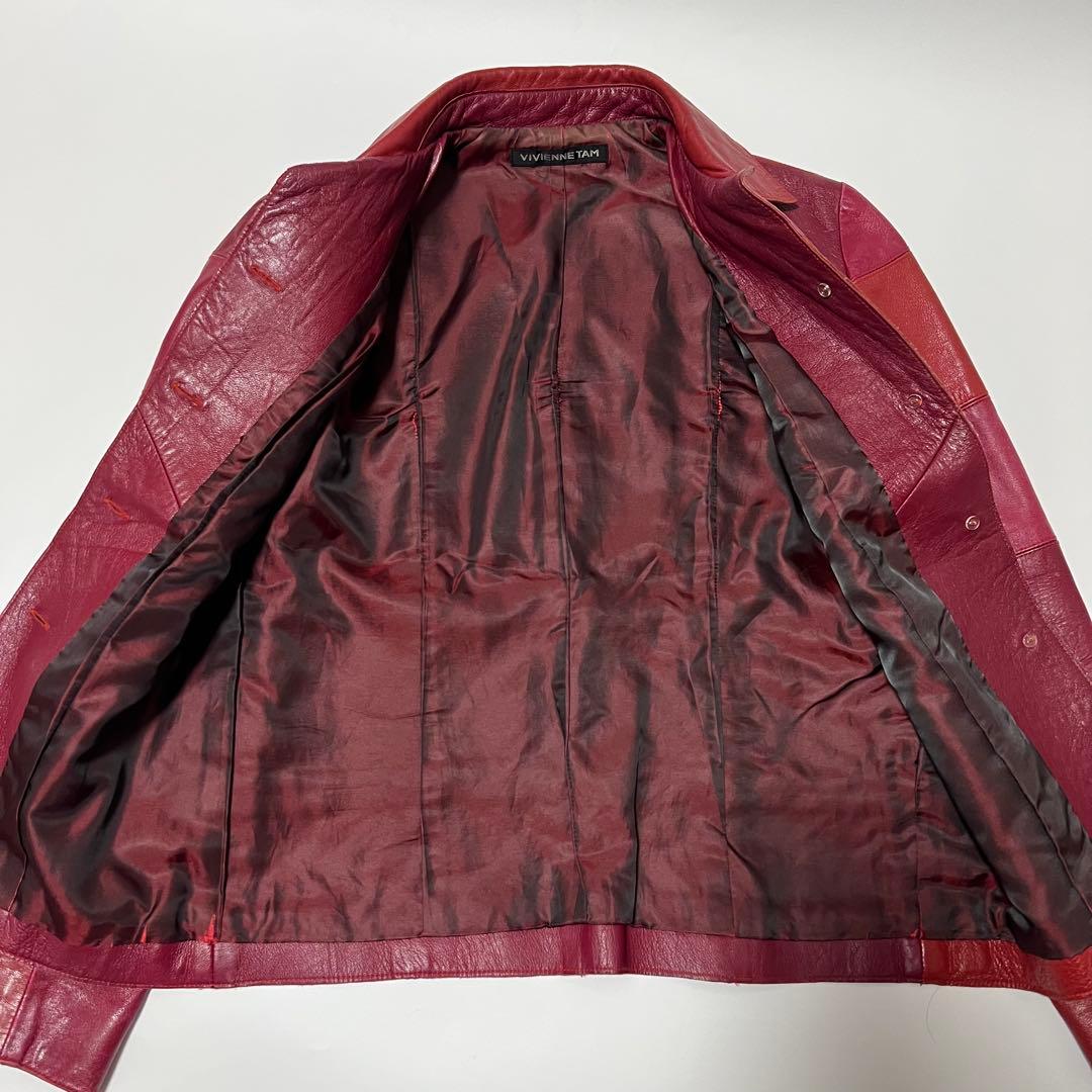 VIVIANTAM ビビアンタム　羊革　パッチワークレザージャケット　赤サイズ0