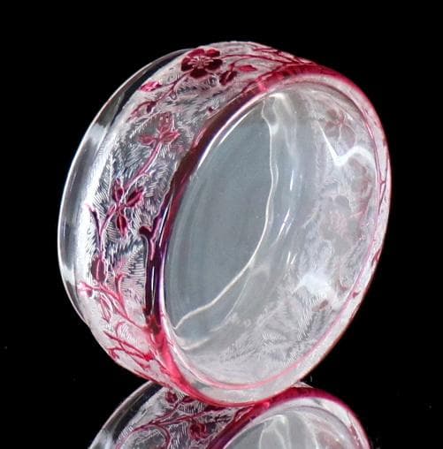 オールド・バカラ 1900年頃 アシッドエッチング 野薔薇 被せガラス 小物入れ