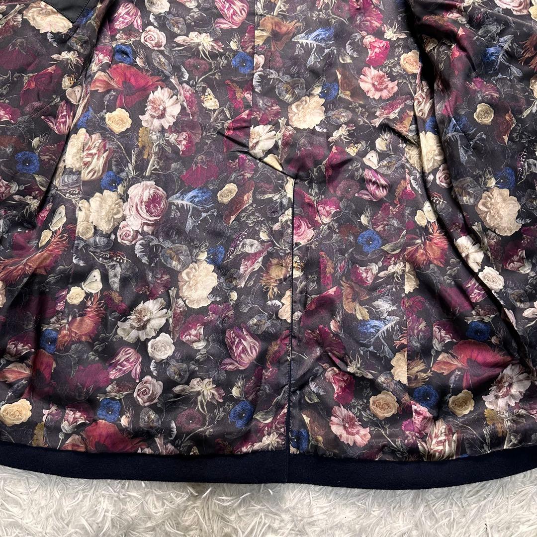 現行 極美品 ポールスミス 全面薔薇柄 ネイビー チェスターコート M