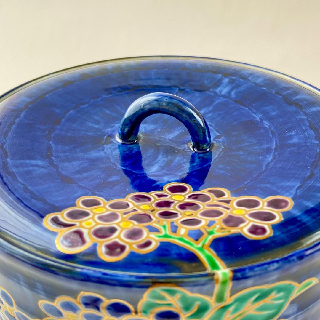 水指 色絵 紫陽花　高野昭阿弥　共箱入　茶道具　茶器　伝統工芸品