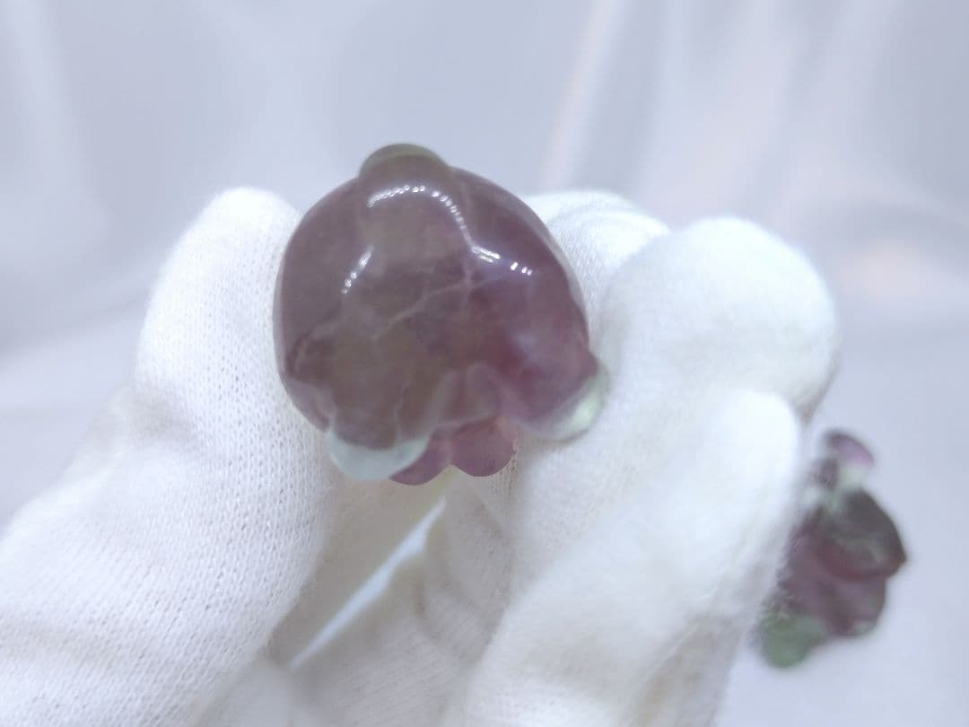 キャンディー フローライト うさぎ　セット　カービング　彫り物　双子　ペア　蛍石