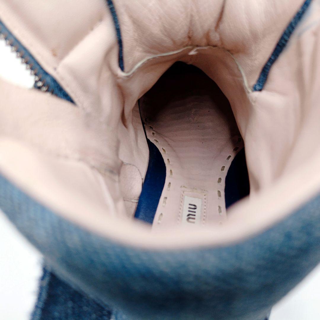 【美品】miumiu ミュウミュウ メタルキャップ デニム ハイカット 38