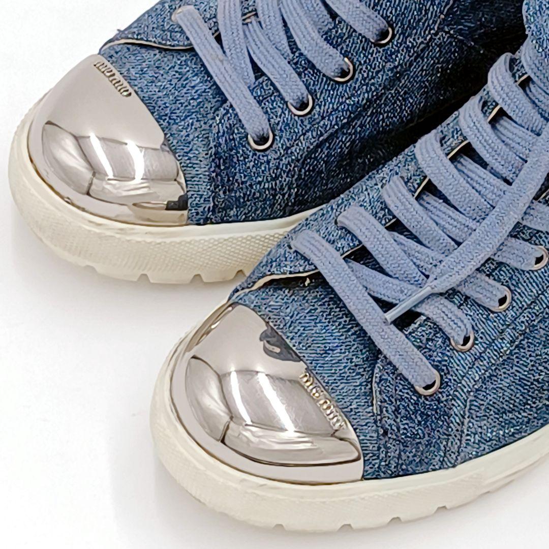 【美品】miumiu ミュウミュウ メタルキャップ デニム ハイカット 38