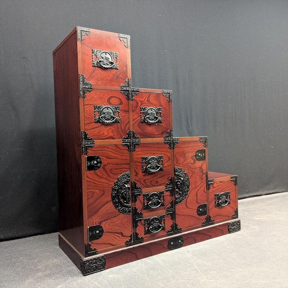 展示品　飛鳥工芸家具　欅箪笥　欅 ケヤキ材　階段箪笥　整理箪笥　タンス民藝
