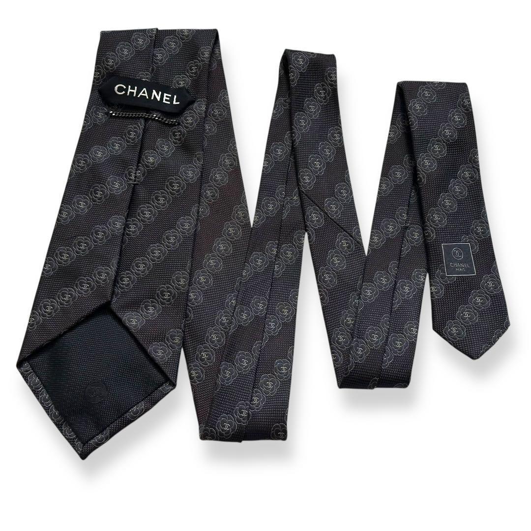 美品✨CHANEL ネクタイ　シャネル ココマーク　カメリア　ジャガード【D】