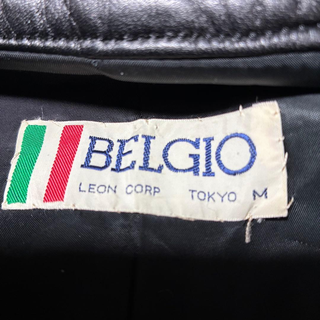 美品✨VINTAGE レザー トレンチコート ロング ダブル ベルト 黒 L位