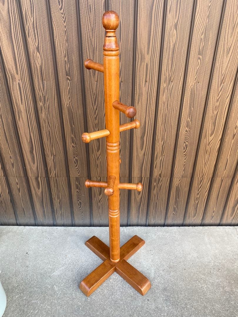 木製　ポールハンガー　アンティーク　ハンガーラック　帽子掛け