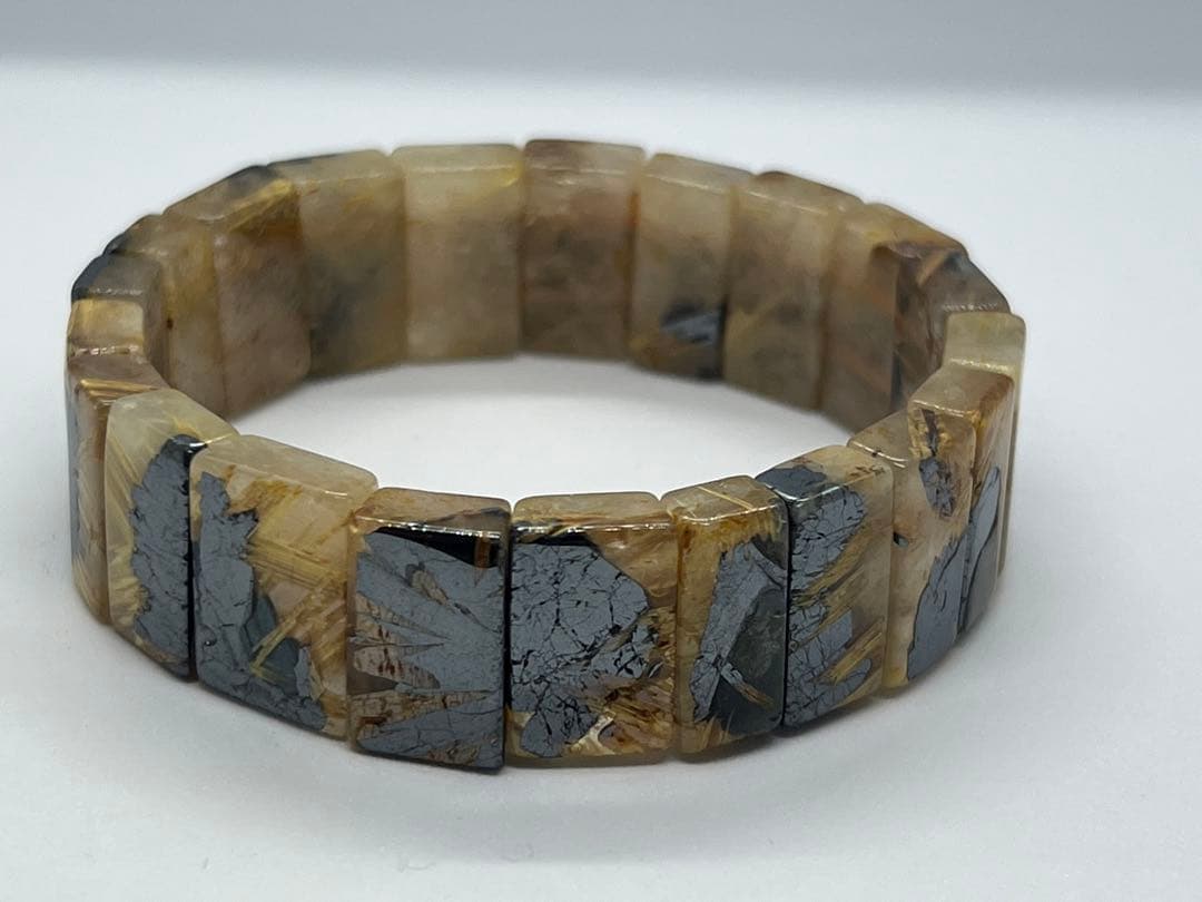 ひ*よ様 ①ゴールドルチルクォーツ太陽放射ルチルバングルブレスレット