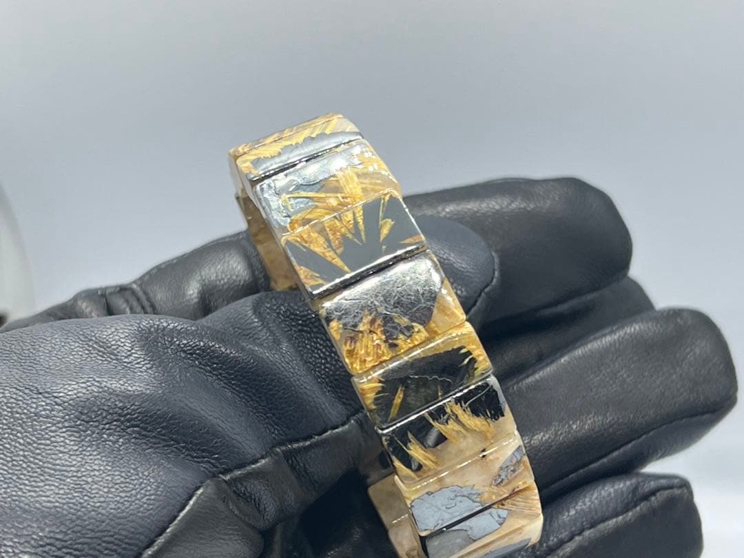 ひ*よ様 ①ゴールドルチルクォーツ太陽放射ルチルバングルブレスレット