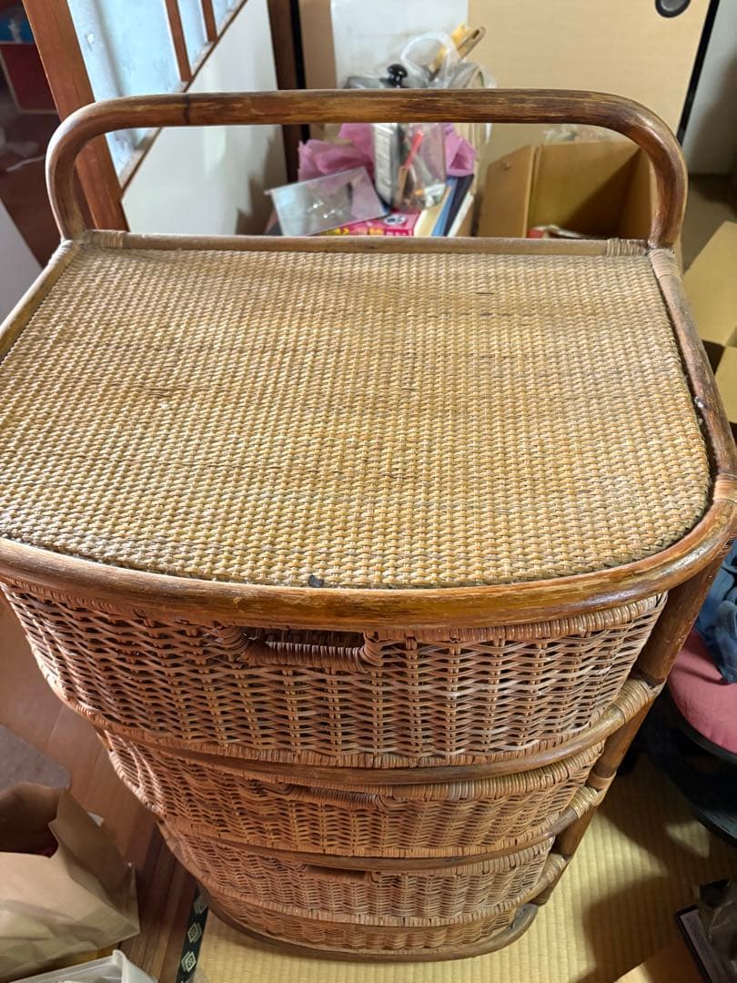 GYP1231 ラタン家具　籐家具　四段チェスト　昭和レトロ