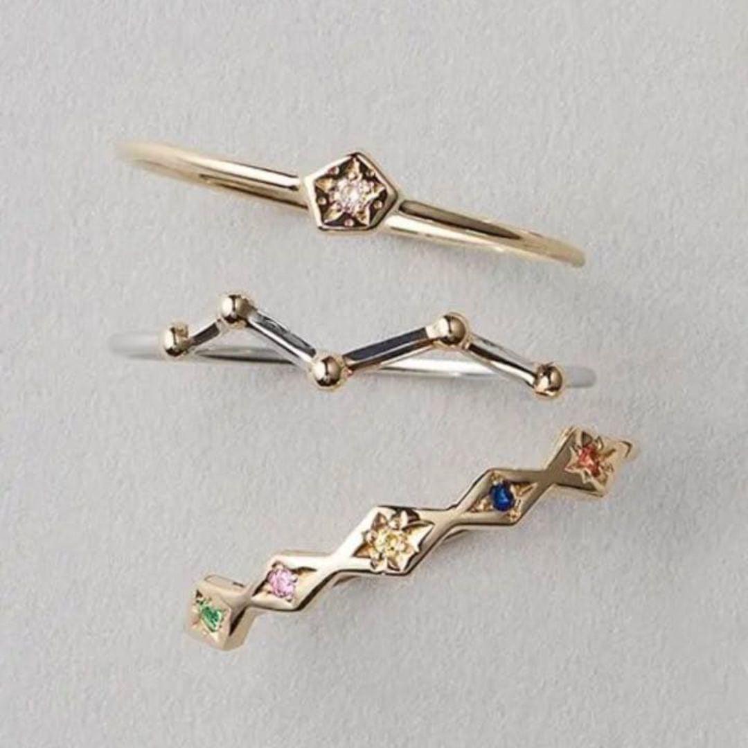 エテ✾k10　10金 クリスマス限定　ホワイトゴールド星座リング