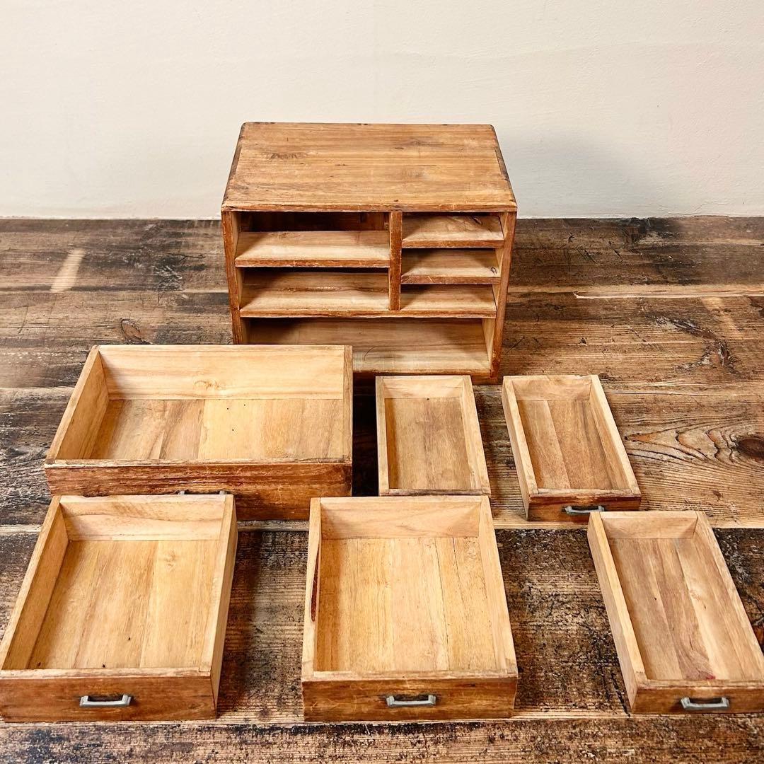 美品　小引き出し 箪笥 木製 昭和初期 古家具 無垢材 道具箱 収納棚
